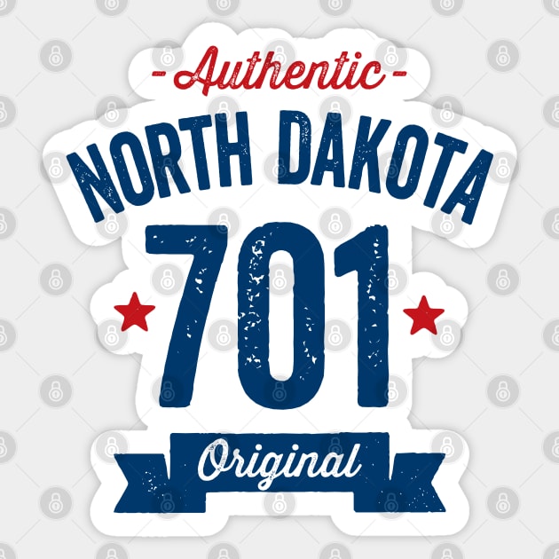 Authentic North Dakota 701 Area Code Sticker by DetourShirts